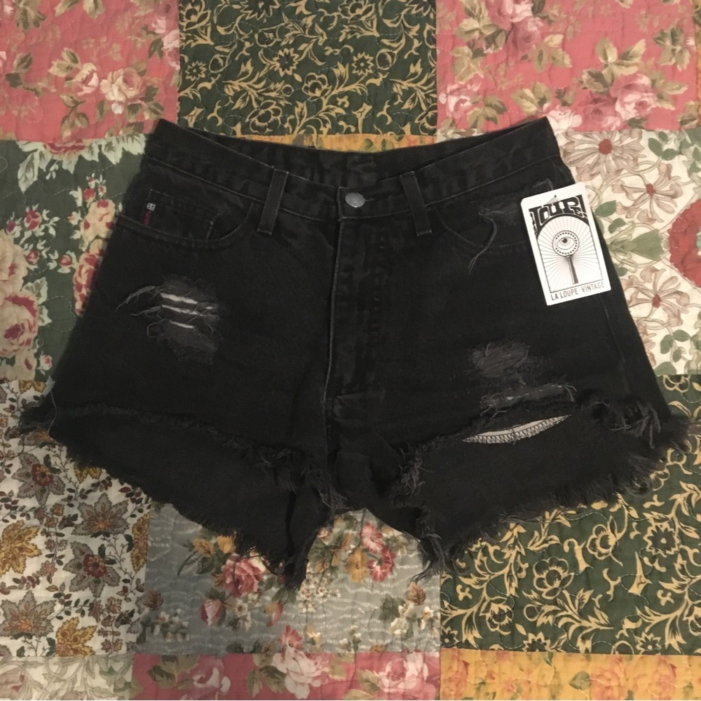 Just USA Distressed Black Denim Shorts Size 3